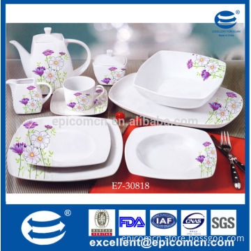a whole set of 12pcs porcelain dinner set with sugar and creamer set in square shape